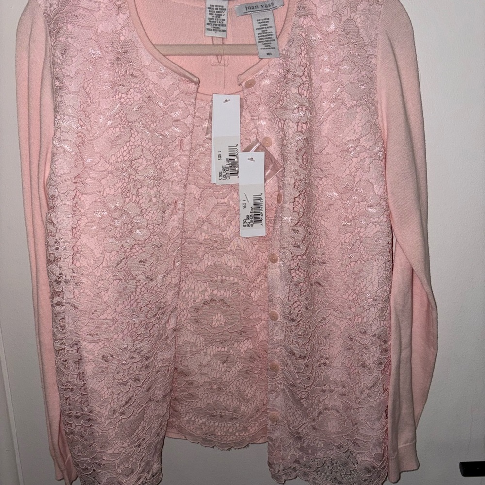 Joan Vass Blush Pink Lace sweater and tank